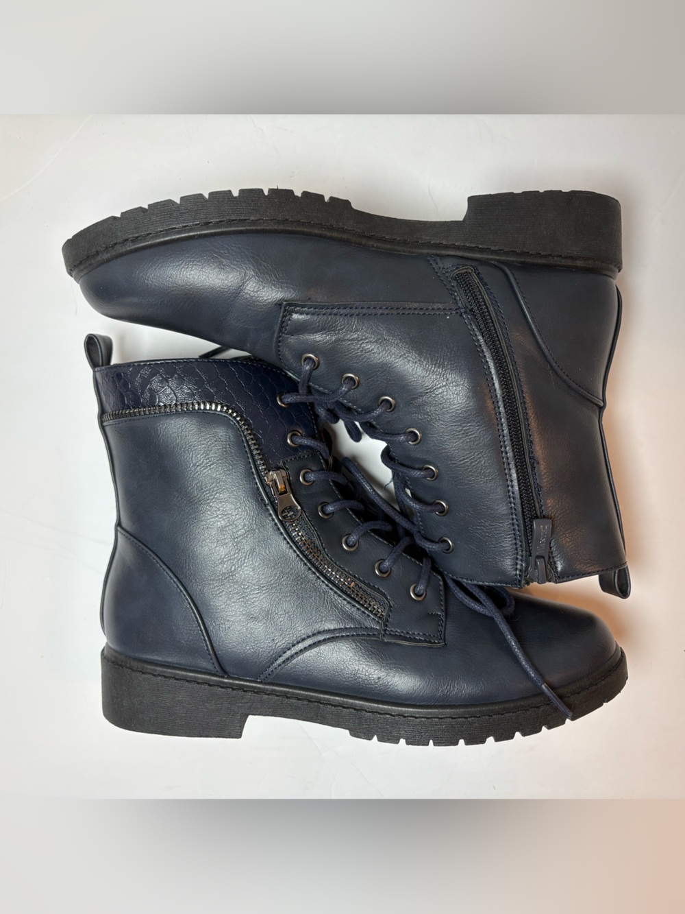 Wanted Legend Blue Combat Boots Lace-up & Zipper Closure Size 8.5
